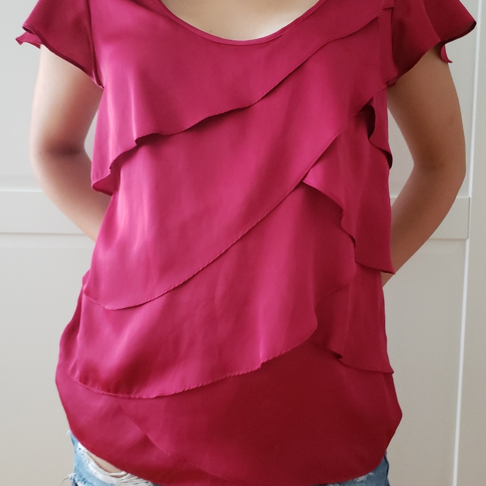 Worthington Pink Ruffled Tee